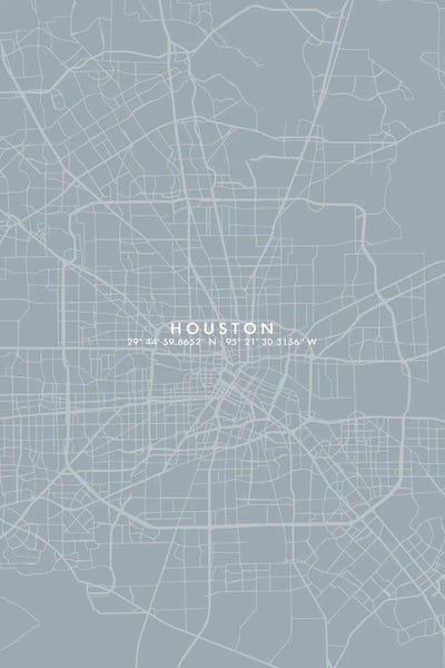 Urban Maps: Houston City Map Simple Color by WallDecorAddict