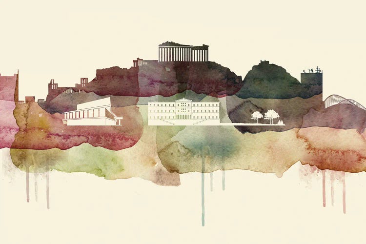 Athens Desert Style Skyline by WallDecorAddict wall art