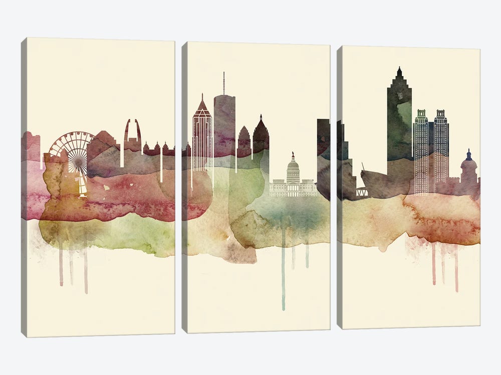 Atlanta Desert Style Skyline by WallDecorAddict 3-piece Canvas Print
