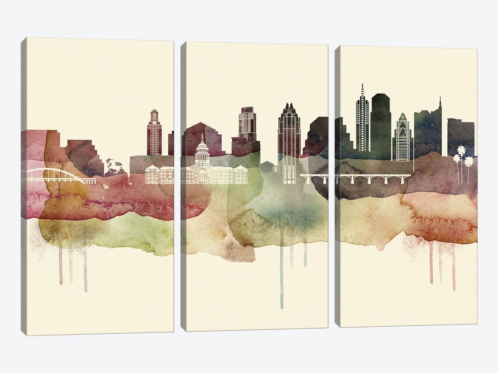 Austin Desert Style Skyline by WallDecorAddict 3-piece Art Print