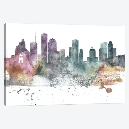 Houston Paste Skylines Canvas Print #WDA149} by WallDecorAddict Canvas Artwork