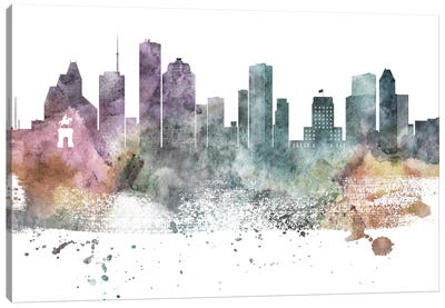 Houston Paste Skylines Canvas Art Print - Houston Skylines
