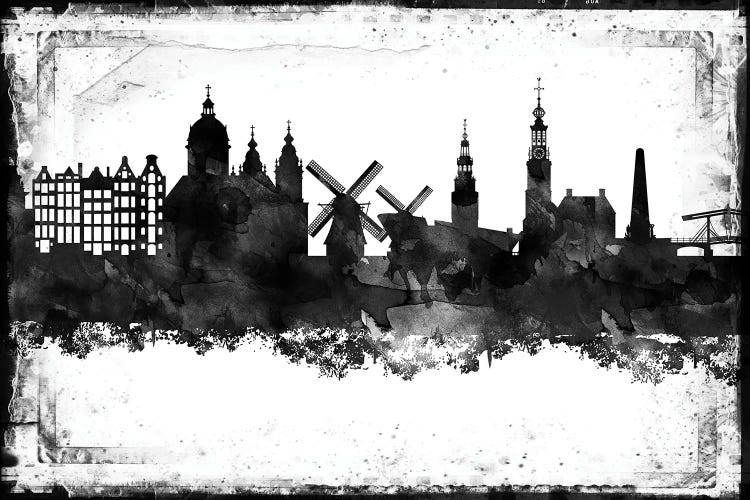 Amesterdam Black And White Framed Skylines