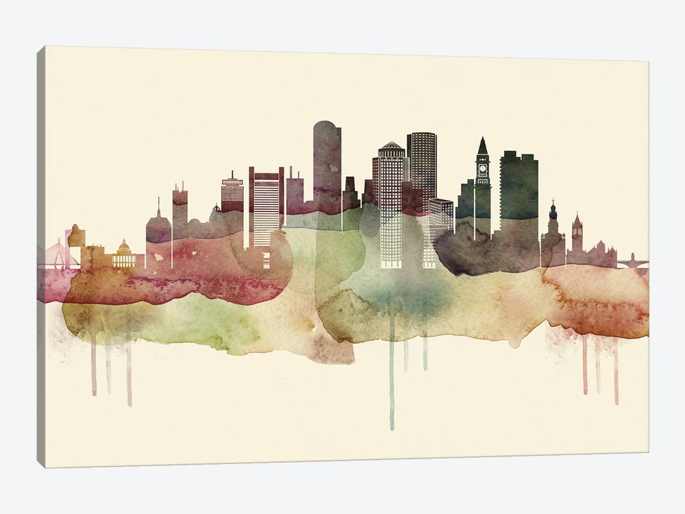 Boston Desert Style Skyline by WallDecorAddict 1-piece Canvas Artwork