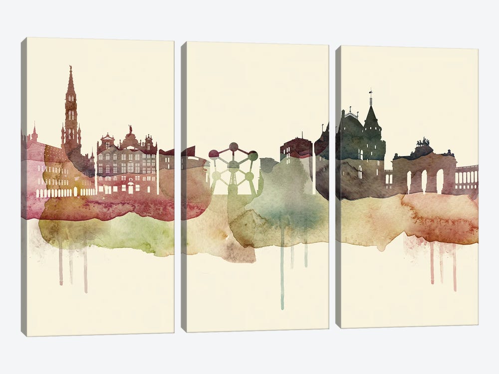 Brussels Desert Style Skyline by WallDecorAddict 3-piece Art Print