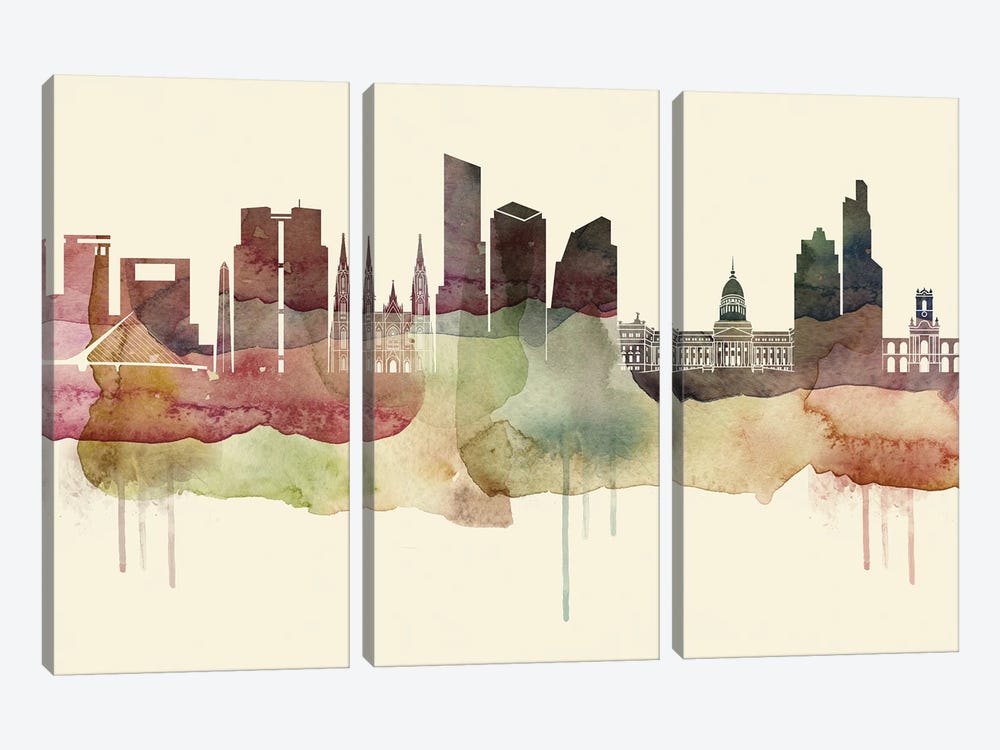 Buenos Aires Desert Style Skyline by WallDecorAddict 3-piece Canvas Print