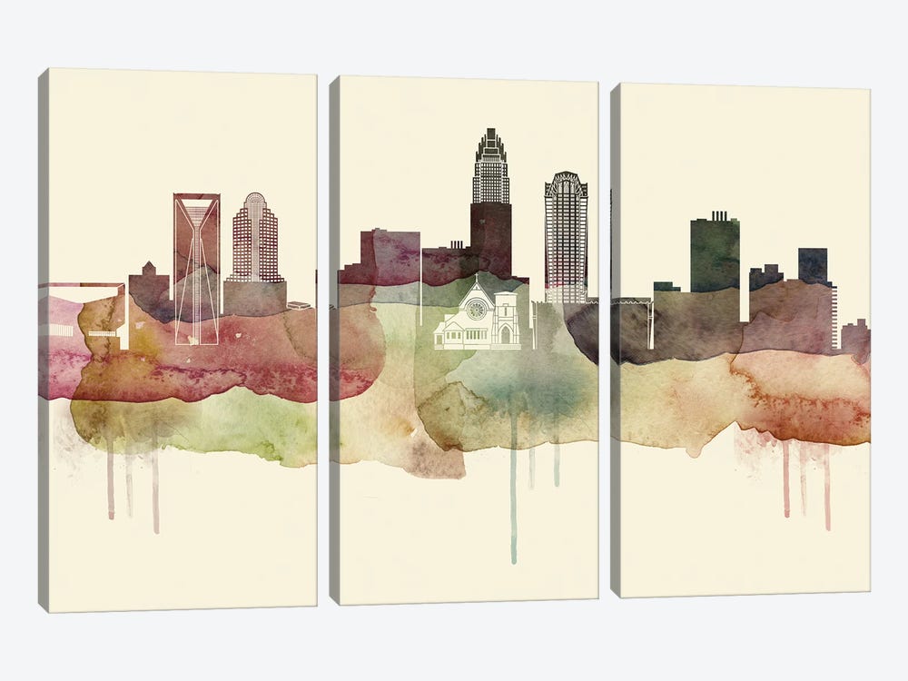 Charlotte Desert Style Skyline by WallDecorAddict 3-piece Canvas Art Print