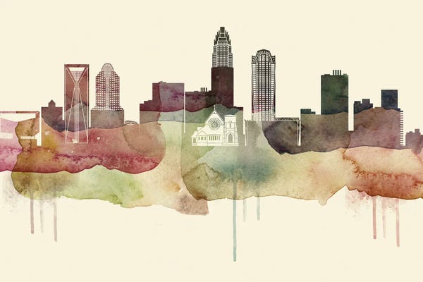North Carolina: Charlotte Desert Style Skyline by WallDecorAddict