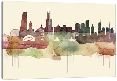 Chicago Desert Style Skyline Canvas Art Print - Illinois Art