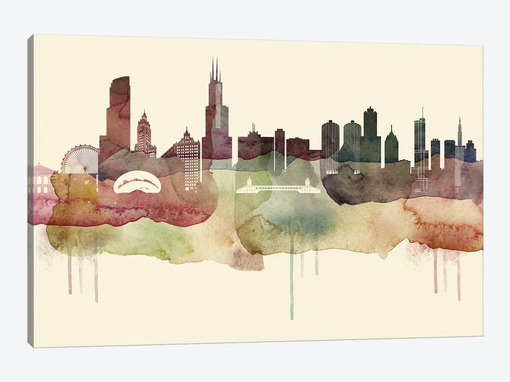 Chicago Desert Style Skyline by WallDecorAddict 1-piece Canvas Artwork