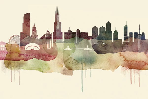 Chicago Skylines: Chicago Desert Style Skyline by WallDecorAddict
