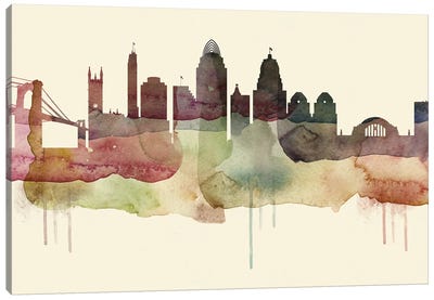 Cincinnati Desert Style Skyline Canvas Art Print - Ohio Art