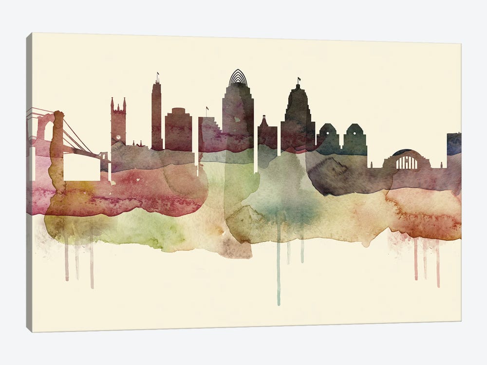 Cincinnati Desert Style Skyline by WallDecorAddict 1-piece Canvas Print