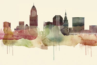 Cleveland Desert Style Skyline by WallDecorAddict art print