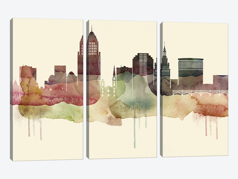 Cleveland Desert Style Skyline by WallDecorAddict 3-piece Art Print