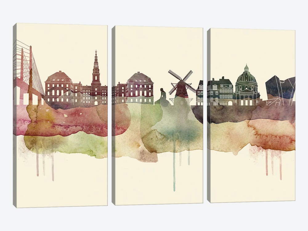 Copenhagen Desert Style Skyline by WallDecorAddict 3-piece Art Print