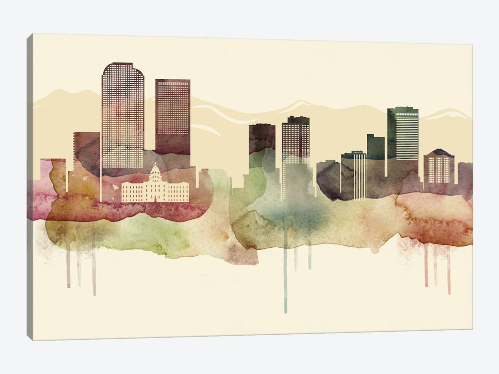 Denver Desert Style Skyline by WallDecorAddict 1-piece Canvas Print