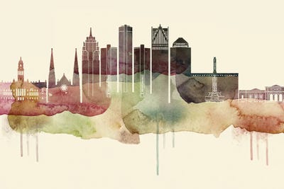 Detroit Desert Style Skyline by WallDecorAddict framed wall art
