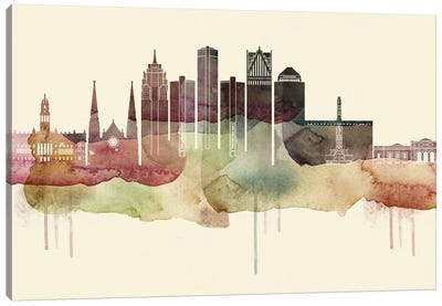 Detroit Desert Style Skyline Canvas Art Print - Detroit Skylines