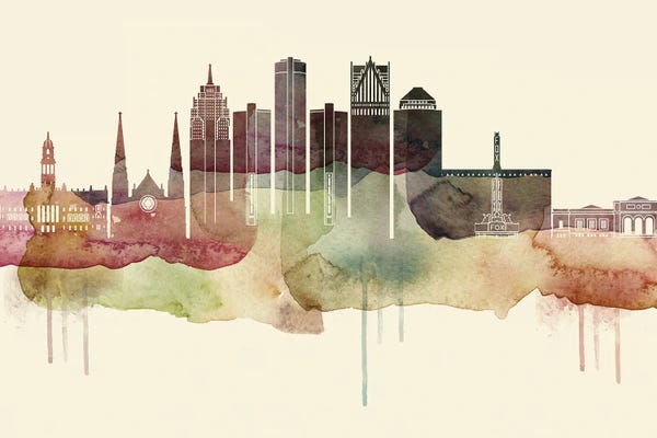 Michigan: Detroit Desert Style Skyline by WallDecorAddict
