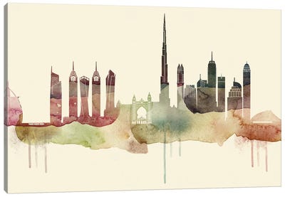 Dubai Desert Style Skyline Canvas Art Print - Dubai Art