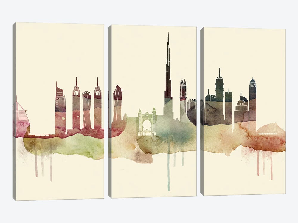 Dubai Desert Style Skyline by WallDecorAddict 3-piece Art Print