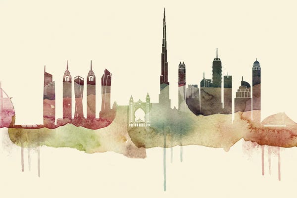 United Arab Emirates: Dubai Desert Style Skyline by WallDecorAddict