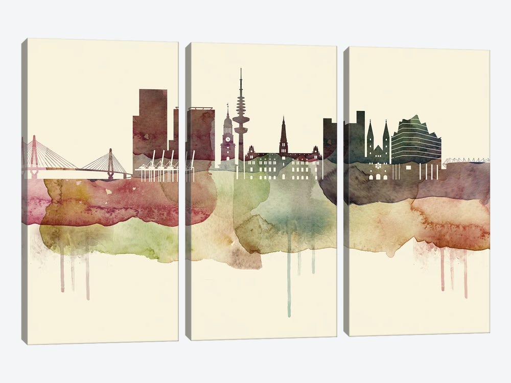 Hamburg Desert Style Skyline by WallDecorAddict 3-piece Canvas Art Print