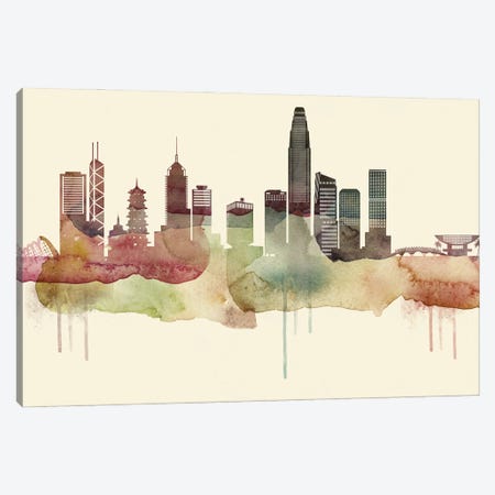 Hong Kong Desert Style Skyline Canvas Print #WDA1525} by WallDecorAddict Canvas Wall Art