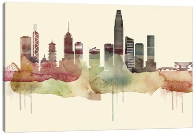 Hong Kong Desert Style Skyline Canvas Art Print - Hong Kong Art