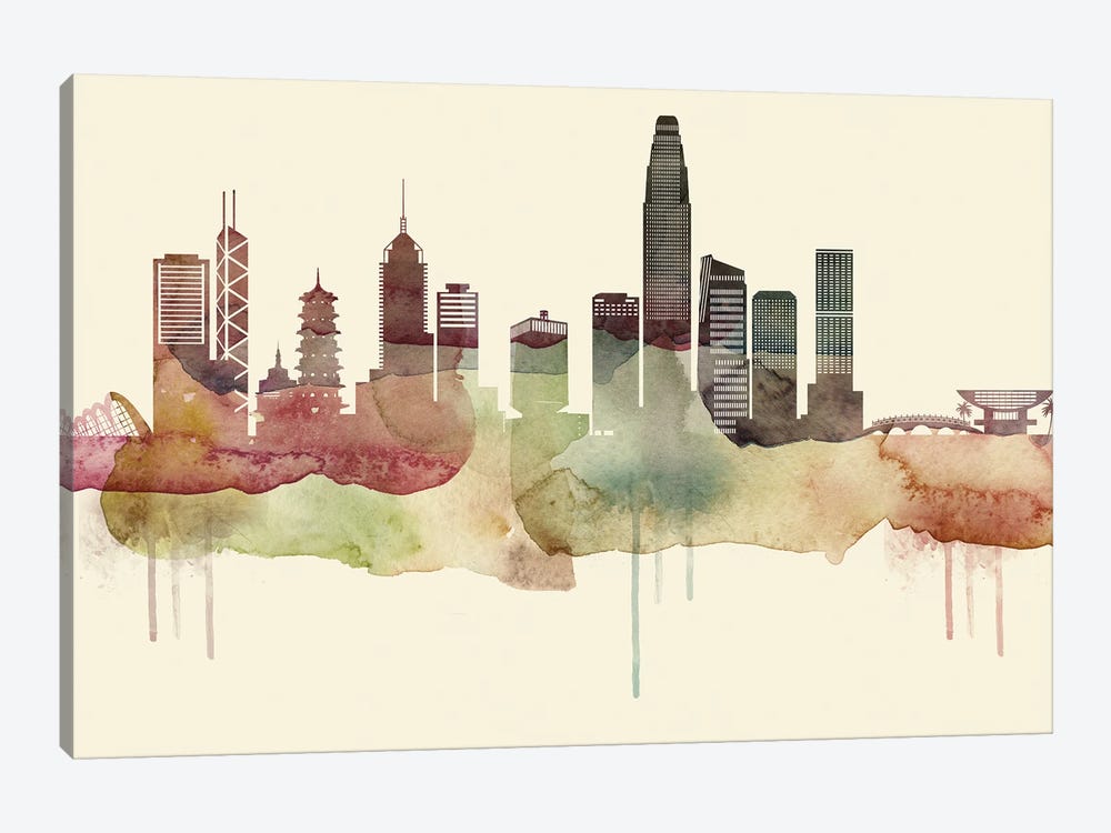Hong Kong Desert Style Skyline by WallDecorAddict 1-piece Canvas Print