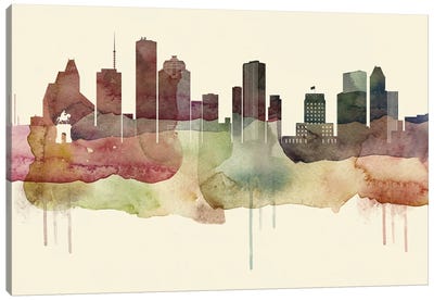 Houston Desert Style Skyline Canvas Art Print - WallDecorAddict