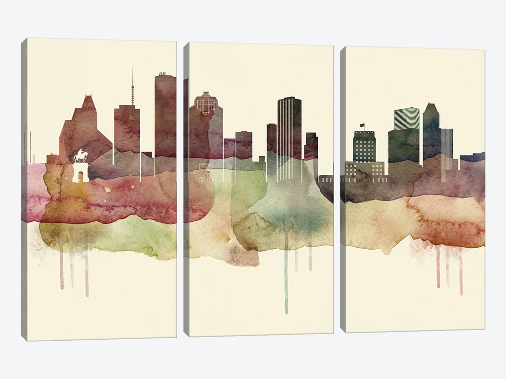 Houston Desert Style Skyline by WallDecorAddict 3-piece Art Print