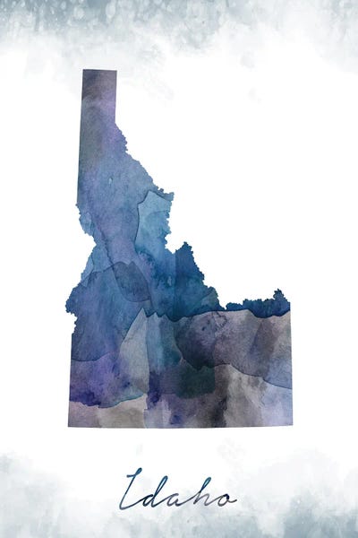 Large Map Art - Canvas Prints: Idaho State Bluish by WallDecorAddict