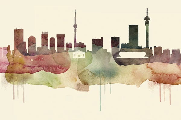South Africa: Johannesburg Desert Style Skyline by WallDecorAddict