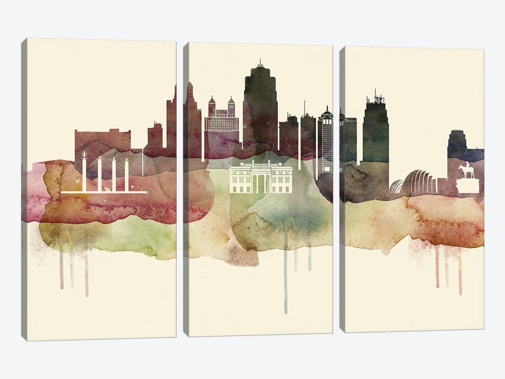 Kansas City Desert Style Skyline by WallDecorAddict 3-piece Canvas Art Print