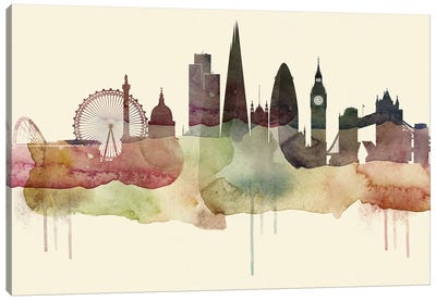 London Desert Style Skyline Canvas Art Print - London Skylines