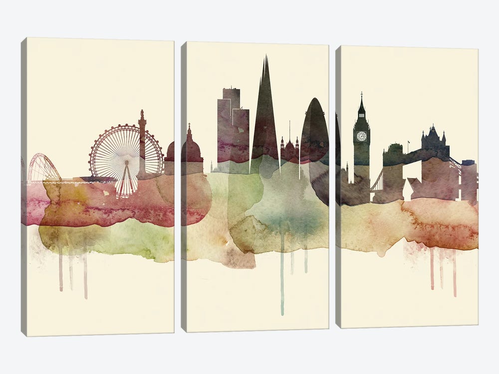 London Desert Style Skyline by WallDecorAddict 3-piece Canvas Art