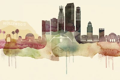 Los Angeles Desert Style Skyline by WallDecorAddict art print
