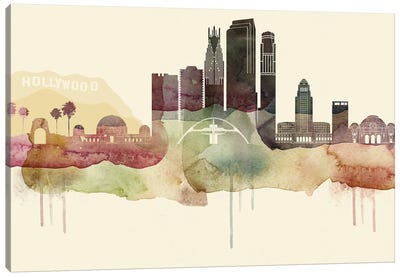 Los Angeles Desert Style Skyline Canvas Art Print - Los Angeles Art