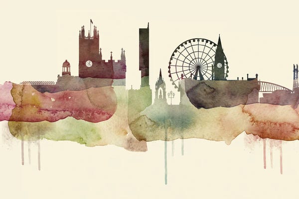 Manchester: Manchester Desert Style Skyline by WallDecorAddict