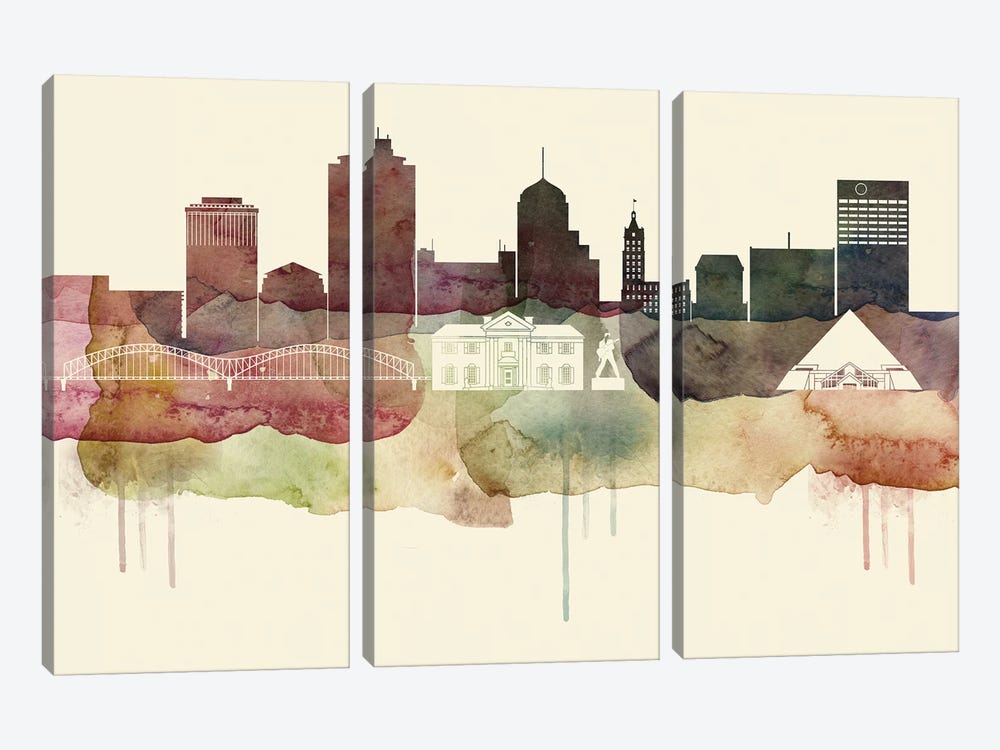 Memphis Desert Style Skyline by WallDecorAddict 3-piece Canvas Art