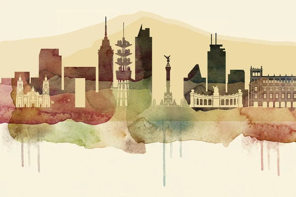 Mexico City: Mexico City Desert Style Skyline by WallDecorAddict
