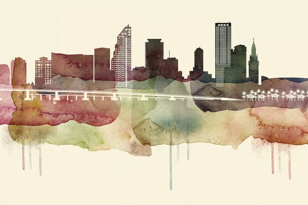 Miami Skylines: Miami Desert Style Skyline by WallDecorAddict