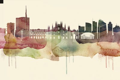 Milan Desert Style Skyline by WallDecorAddict canvas print