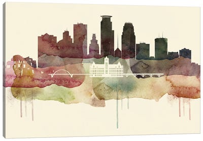 Minneapolis Desert Style Skyline Canvas Art Print - Minneapolis Art