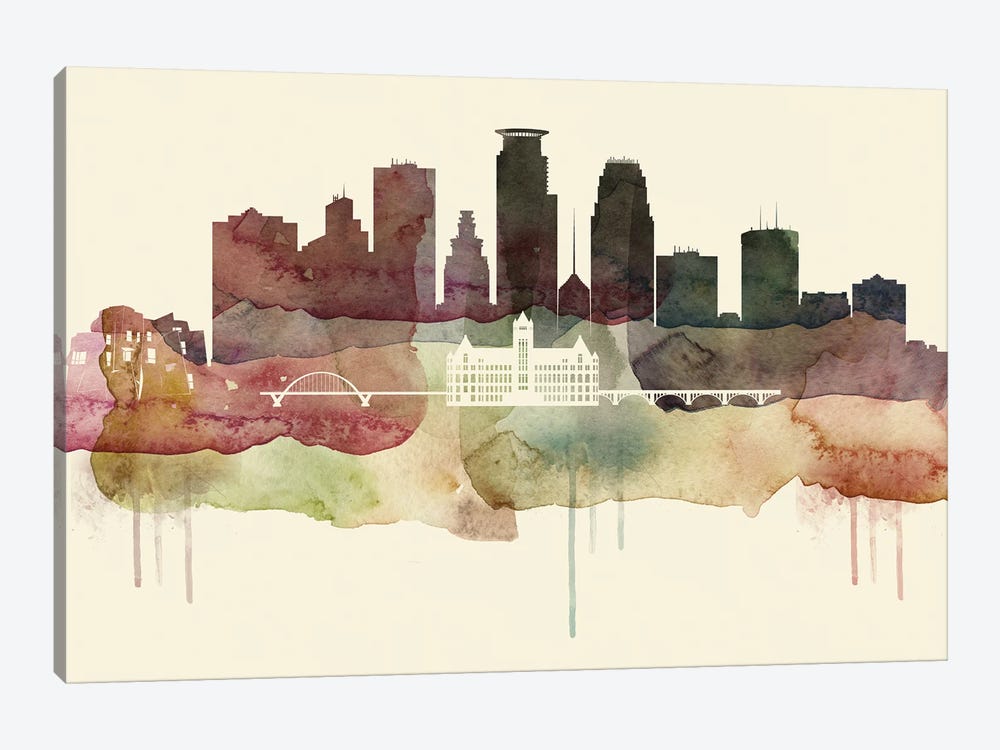 Minneapolis Desert Style Skyline by WallDecorAddict 1-piece Canvas Art Print