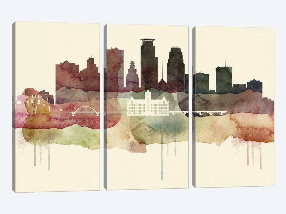 Minneapolis Desert Style Skyline by WallDecorAddict 3-piece Art Print