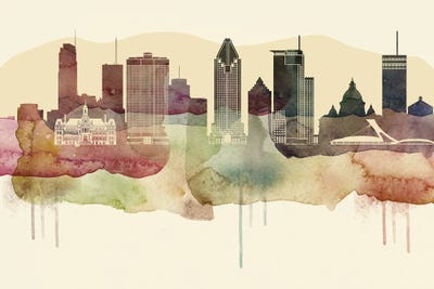 Montreal Desert Style Skyline by WallDecorAddict canvas print