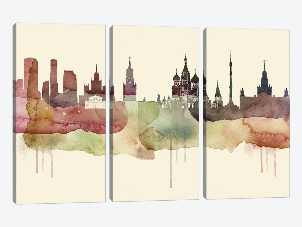 Moscow Desert Style Skyline by WallDecorAddict 3-piece Art Print
